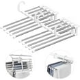 thumbnail image 1 of Trouser Hangers Space-Saving Multi-Purpose Set of 2 Stainless Steel Trouser Hangers Extendible Foldable Multi Hangers Magic Hanger Organiser Wardrobe Hanger Holder White, 1 of 8