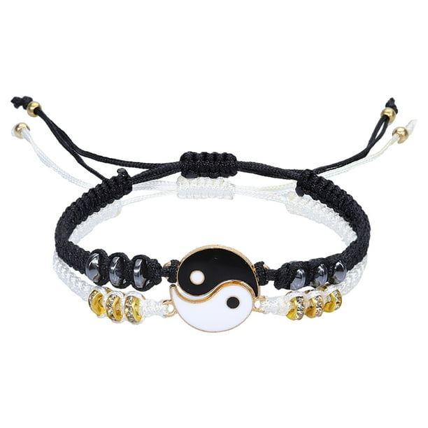 Pulsera Trenzada De 2pcs Pareja Charm Joyería Vintage Cuerda Dorado Creativo Sunnimix Pulsera trenzada