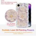 thumbnail image 2 of Case for iPhone 16e, Colorful Retro Oil Painting Flower Laser Glossy Pattern Cute Curly Wave Edge Exquisite Phone Cover Stylish Durable TPU Protective Case for Girl Women - Light Purple, 2 of 18