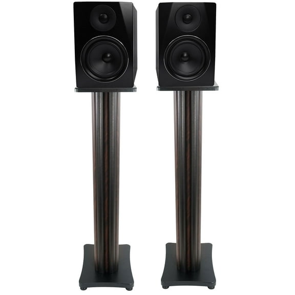 2 Rockville APM6B 6.5" USB Studio Monitor Speakers 36" Dark Wood Premium Stands