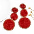 thumbnail image 3 of Beaded Drop Earrings Statement Seed Bead Earring for Women Handmade Triple Circle Dangle Earrings for Wedding Party Prom, 3 of 6