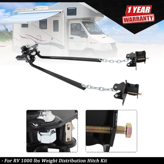 1000lb Weight Distribution Hitch With Sway Control Shank Ball Black For RV