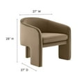 thumbnail image 3 of Armchair Chair, Gray, Velvet, Living Room Lounge Cafe Lobby Hospitality Restaurant, Modern Contemporary, HB37606, 3 of 9