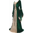 thumbnail image 2 of Medieval Fairy Corset Dress Bell Sleeve Maxi Dress Vintage Robe Gothic Gown, Halloween Costumes for Women, 2 of 8