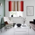 thumbnail image 4 of Red Pink Kitchen Curtains Small Short 39 Inch Length, Farmhouse Wood Grain Vintage Brown Striped Grommet Top Bedroom Living Room Curtains, Light Filtering Cafe Curtain Drapes 2 Panels Set 55''x39'', 4 of 9