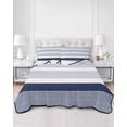 thumbnail image 3 of Navy Blue Stripe Twin Size Down Alternative Comforter, Lightweight Comforter Quilt Bedding Set with Pillow Shams Modern Rustic Horizontal Blue Striped All Seasons Bed Comforter Duvet Insert 68"x86", 3 of 7