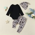 thumbnail image 2 of Gibobby Conjunto de leggings para bebés y niñas de manga larga con para niños pequeños, mono con estampado de animados, pantalones, sombrero, trajes(Negro,6-9 Meses), 2 of 5