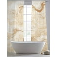 thumbnail image 5 of Marble Sheer Curtains 96 Inch Long 2 Panels, Abstract Fluid Art Beige Brown Marble Texture Modern Light Filtering Rod Pocket Semi Sheer Curtains, Sheer Voile Drapes for Living Room Bedroom, 52"x96", 5 of 5
