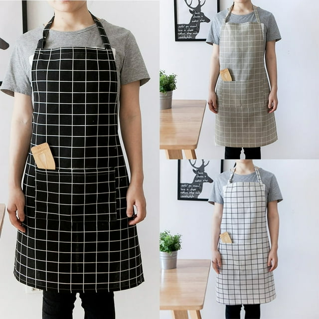 Casual Adjustable Plaid Cotton Household Kitchen Cooking Cleaning Adult Apron