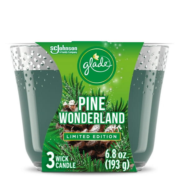 Glade Candle, 3 Wick Scented Candle, Pine Wonderland, 6.8 oz