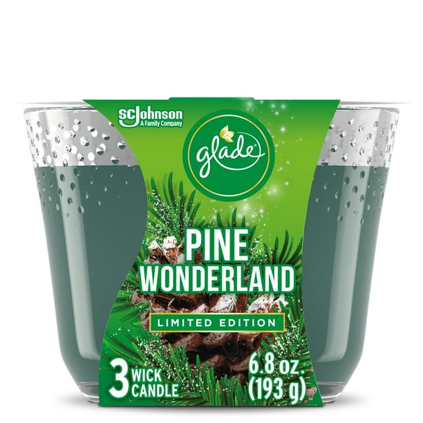 Glade Candle, 3 Wick Scented Candle, Pine Wonderland, 6.8 oz