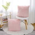 thumbnail image 5 of Set Of 2 Fluffy Pillow Covers New Luxury Series Merino Style Blush Faux Fur Decorative Throw Pillow Covers Square Fuzzy Cushion Case 18X18 Inch, 5 of 7