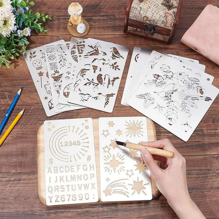 4x7 Inch Animals Wood Burning Metal Stencils Template for Wood carving,  Drawings,Woodburning, Engraving and Scrapbooking Project