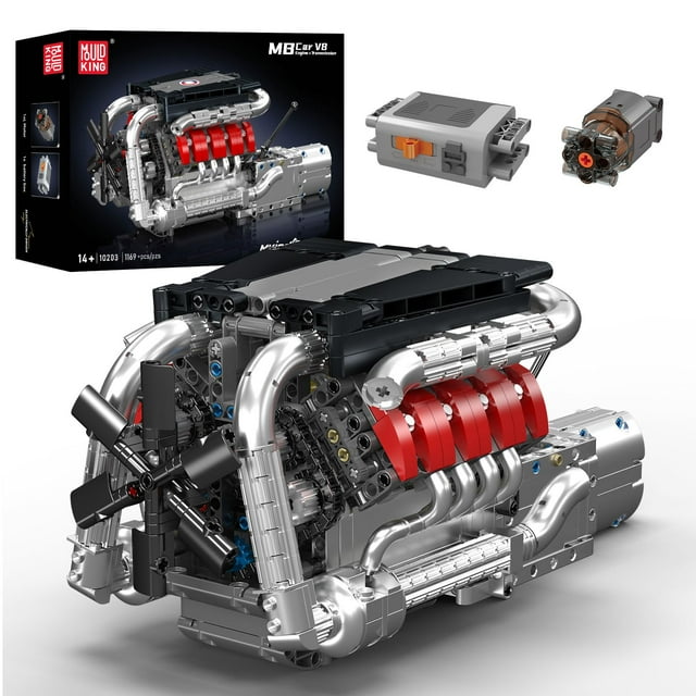 Kit de bloques de construcción Mould King 10203, motor V8, modelo 1169 unidades
