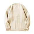thumbnail image 4 of Mens Cardigan Sweater Button Down Long Sleeve V Neck Cable Knit Sweater with Pockets White XXXL, 4 of 4