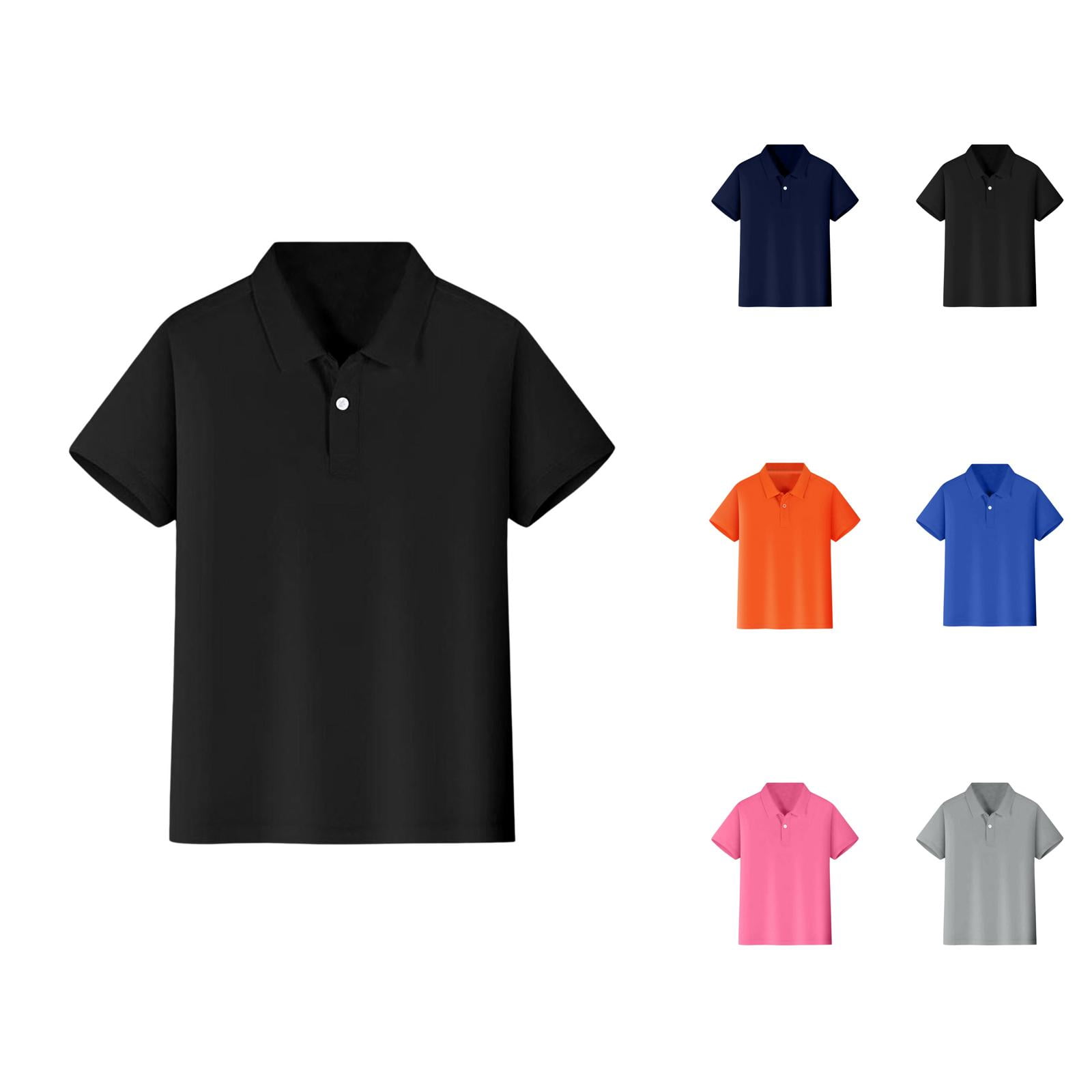 T Shirt for Boys Classic Button Top Kids Boys Girls Short Sleeve Shirt Button Closure Casual Blouse Solid Color Lightweight Apparel for Children