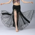 thumbnail image 7 of QATAINLAV Belly Dance Skirt for Women Mesh Side Split Long Skirts Sequin Mermaid Bodycon Wrap Hip Skirt Black, 7 of 7