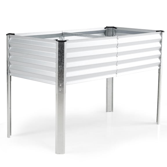 Galvanized Raised Garden Bed with Legs, 46" X 24" X 31" Metal Elevated Planter Box, Silver