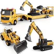 Aijohnny Construction Toys Set, Kids Engineering Vehicles with Truck & Excavator & Bulldozer, Birthday Gifts for 1-3 3-5 5-8 Year Old