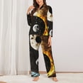 thumbnail image 6 of Salouo Yin Yang Pattern Women's Pajamas Set Long Sleeve Button Down Sleepwear Soft Pj Lounge Sets for women 2 Piece Pjs Set with Long Pants -Medium, 6 of 8