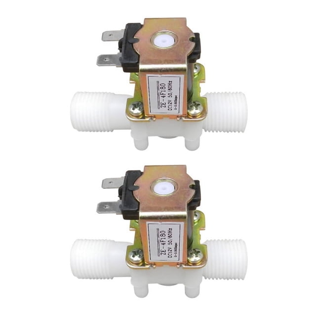 2X 12 V 1/2 Pulgada N / C Valvula Solenoide Electrica de Plastico Aire de Agua Magnetico Normalmente Cerrado