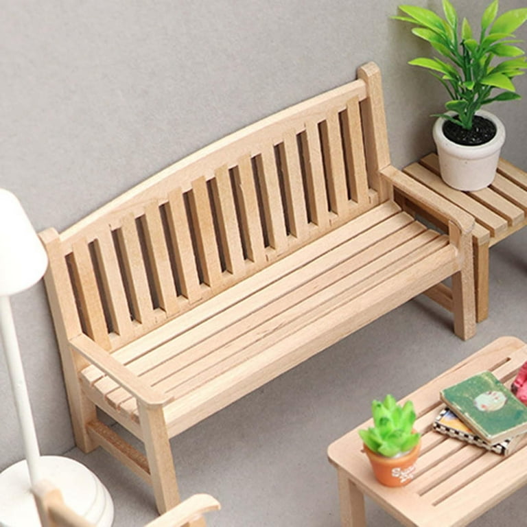 Mini Wood Bench Dollhouse Supply Outdoor Furniture Decor Fairy Garden Accessory Mini Wood Bench Dollhouse Supply Outdoor Furniture Decor Fairy Garden Accessory
