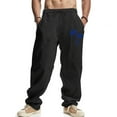 thumbnail image 2 of Taqqpue Cotton Linen Pants for Men Solid Color Elastic Waist Drawstring Cargo Pants Lightweight Casual Summer Printed Beach Long Trousers with Pockets, 2 of 9