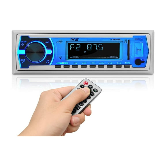 Pyle PLMRB29W Bluetooth Wireless In Dash Marine Stereo Radio Receiver, White