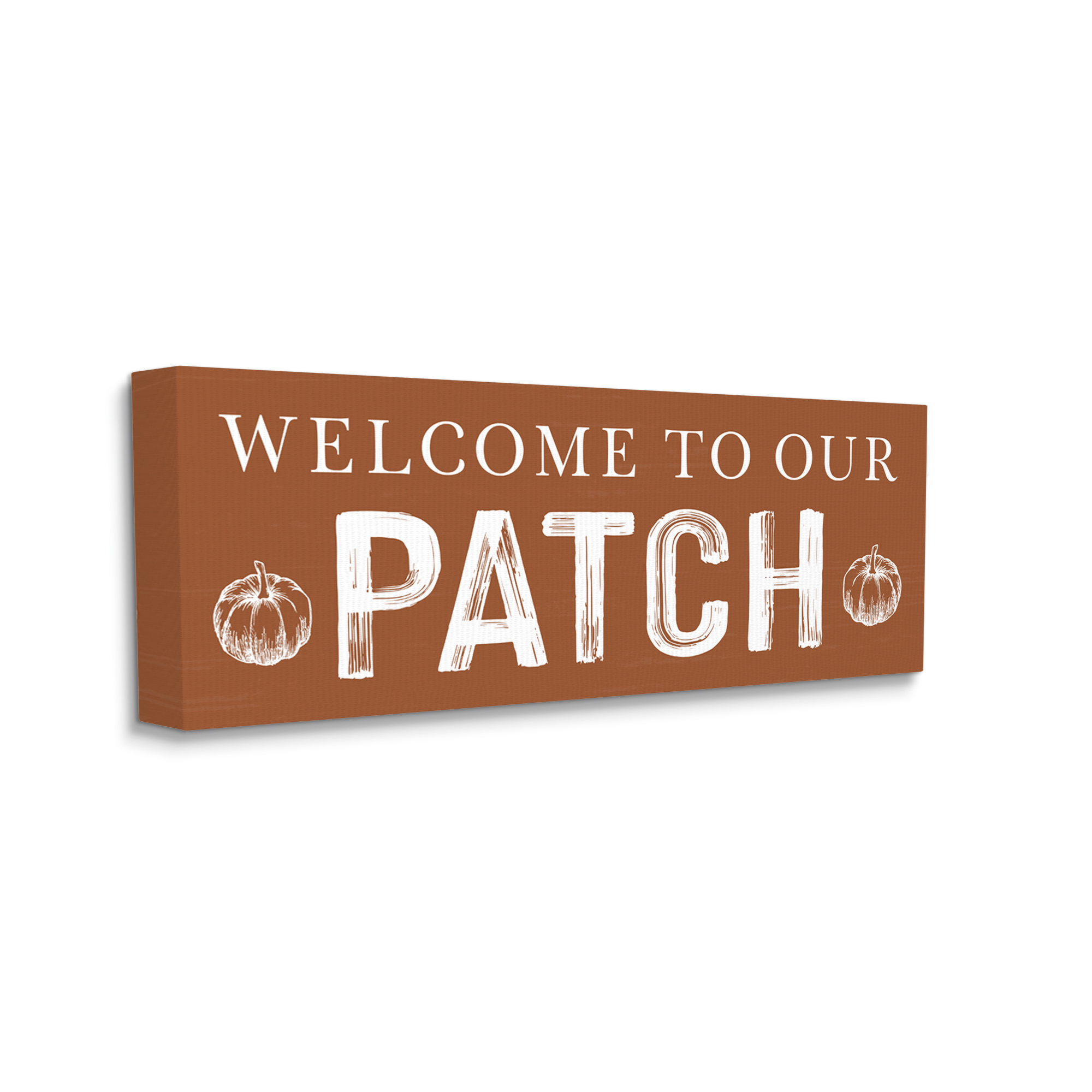 Stupell Industries Welcome Pumpkin Patch Holiday Painting Gallery Wrapped Canvas Art Print Wall Art, 24 x 10