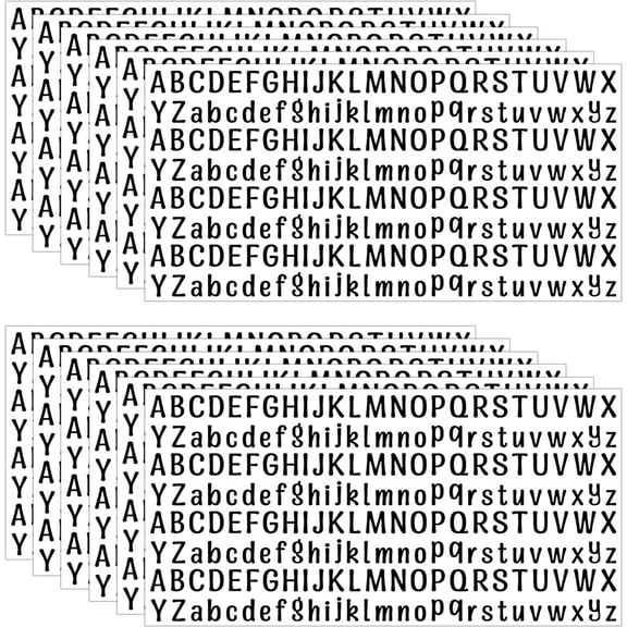 12 Sheets Letter Stickers, 1/2 Inch Self Adhesive Waterproof Small Alphabet Stickers, Cute Vinyl Letter Stickers for Arts Crafts Outdoor Sign Poster Windows Doors Mailboxes Car Truck