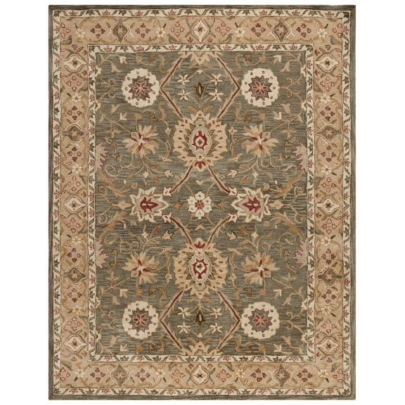 SAFAVIEH Anatolia Trinity Floral Wool Area Rug, Brown/Ivory, 11' x 15'