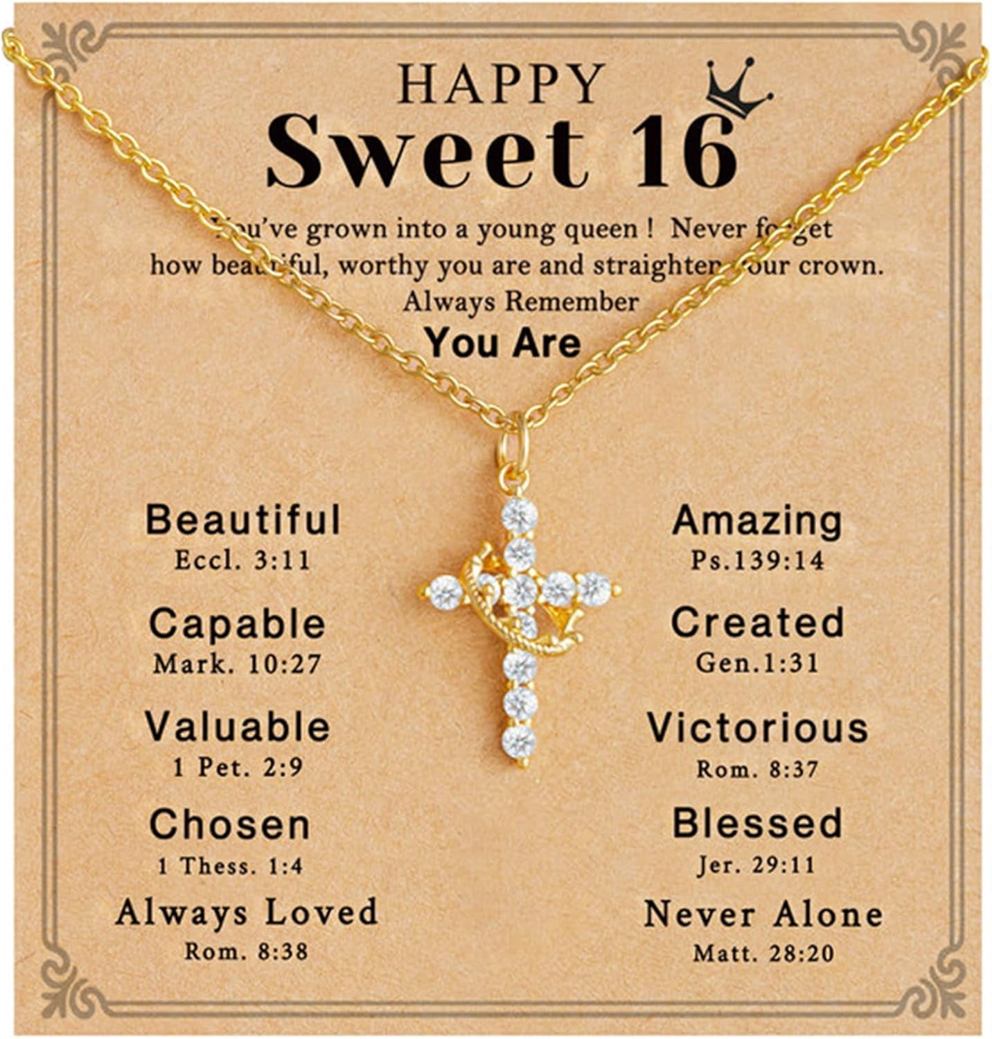 Happy 6th 7th 8th 9th 10th 11th 12th 13th Birthday Necklace Gifts for Girls, 14K Gold Plated Necklace Religious Christian Jewelry for Her 16+3 Inches