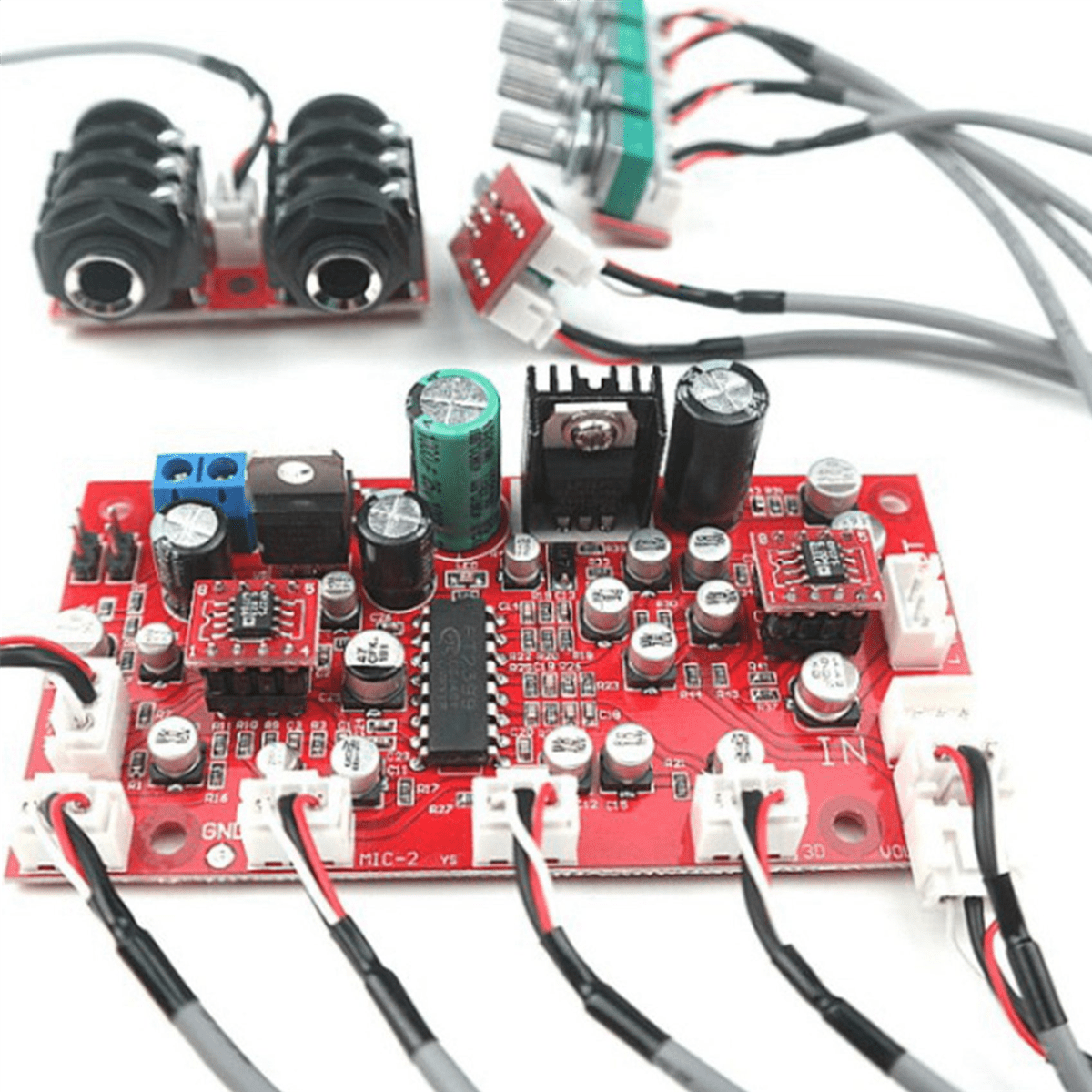 5X DC 12V 24V PT2399 Digital Mic Audio Amplifier Board Karaoke Plate Reverb Preamplifier Reverberator OP275 Op Amp,5 * Audio Amplifier Board,Red