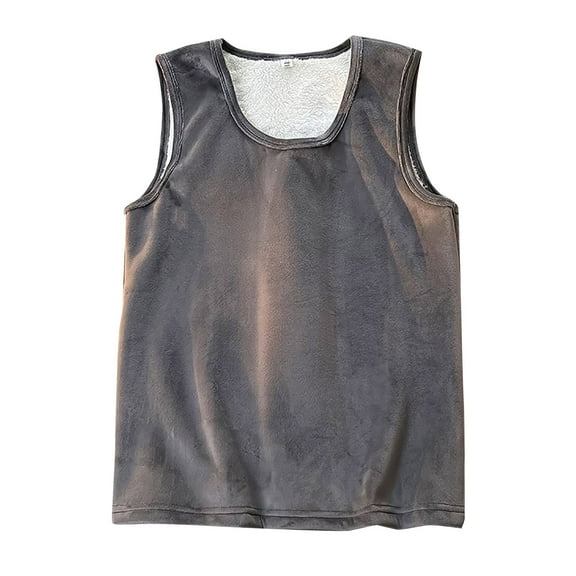 Men'S Tank Tops Solid Color Under Padded And Thickened Warmth Within The Shoulders Bottoming Vest T-shirts Sportwear,Gray,M