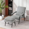 thumbnail image 2 of Mcombo Modern Accent Chair with Ottoman for Living Room Bedroom, Mid-century Lounge Soft Fabric Seats Club Armchairs 4123(Houndstooth), 2 of 9