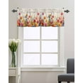 thumbnail image 3 of Curtain Valance for WindowsPastoral Watercolor Floral on Burlap Kitchen Valances Rod Pocket Short Curtains,Colorful Flowers Blossom Window Treatment Panel for Living Room Bathroom Bedroom, 3 of 8