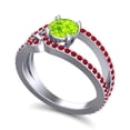 thumbnail image 2 of Anneau de Mariage en Péridot et Rubis Rouge pour Fiancée 18K en Or Blanc Taille 4, 2 of 8