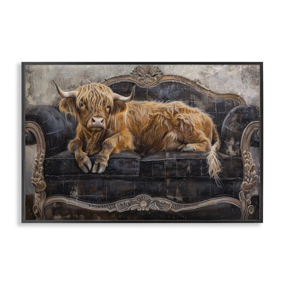 Stupell Industries Cozy Couch Highland Cow Black Framed Giclee Art, design by Tina LeCour