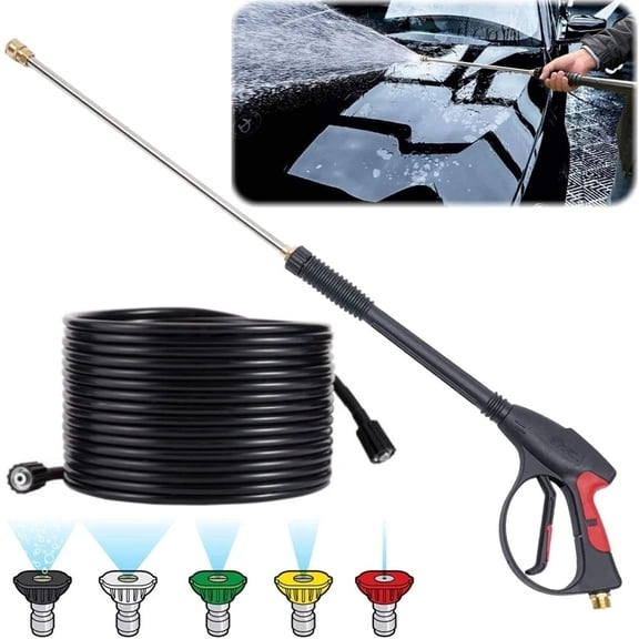 Shopmall High Pressure Washer Spray Gun with 32FT Hose and 5 Quick Connect Nozzles, Power Washer Spray Gun Wand Hose Kit for Car Wash, Garden Irrigation