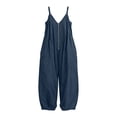 thumbnail image 5 of fheaev Zip Front Jumpsuit for Women V Neck Sleeveless Adjustable Straps Wide Leg with Pockets Loose Fit Summer Vacation Wear Navy M, 5 of 5