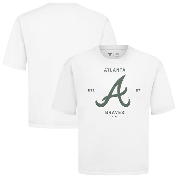 Men's Levelwear White Atlanta Braves Crossway Oversized Luxe Signature Knit T-Shirt