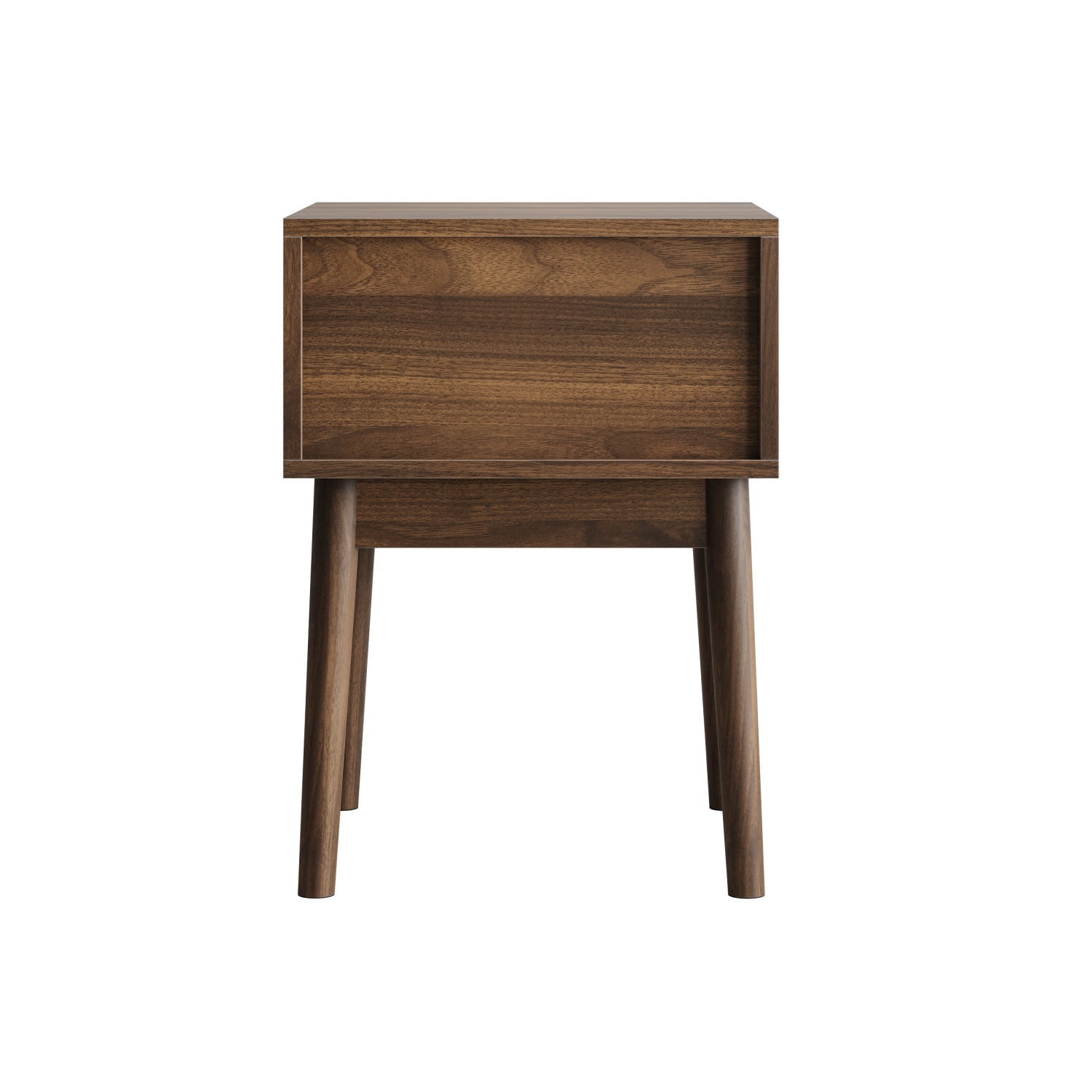 Hommoo Modern Bedside Table Set with Metal Handles, Wooden Nightstand End Table for Living Room, Bedroom, Walnut
