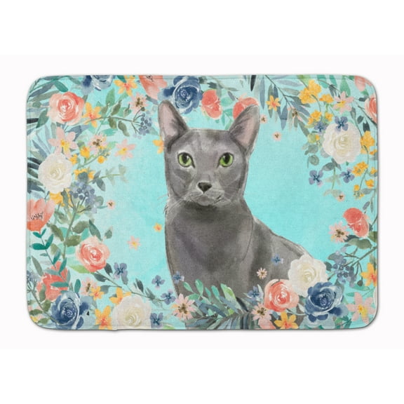 Blue Russian Spring Flowers Machine Washable Memory Foam Mat