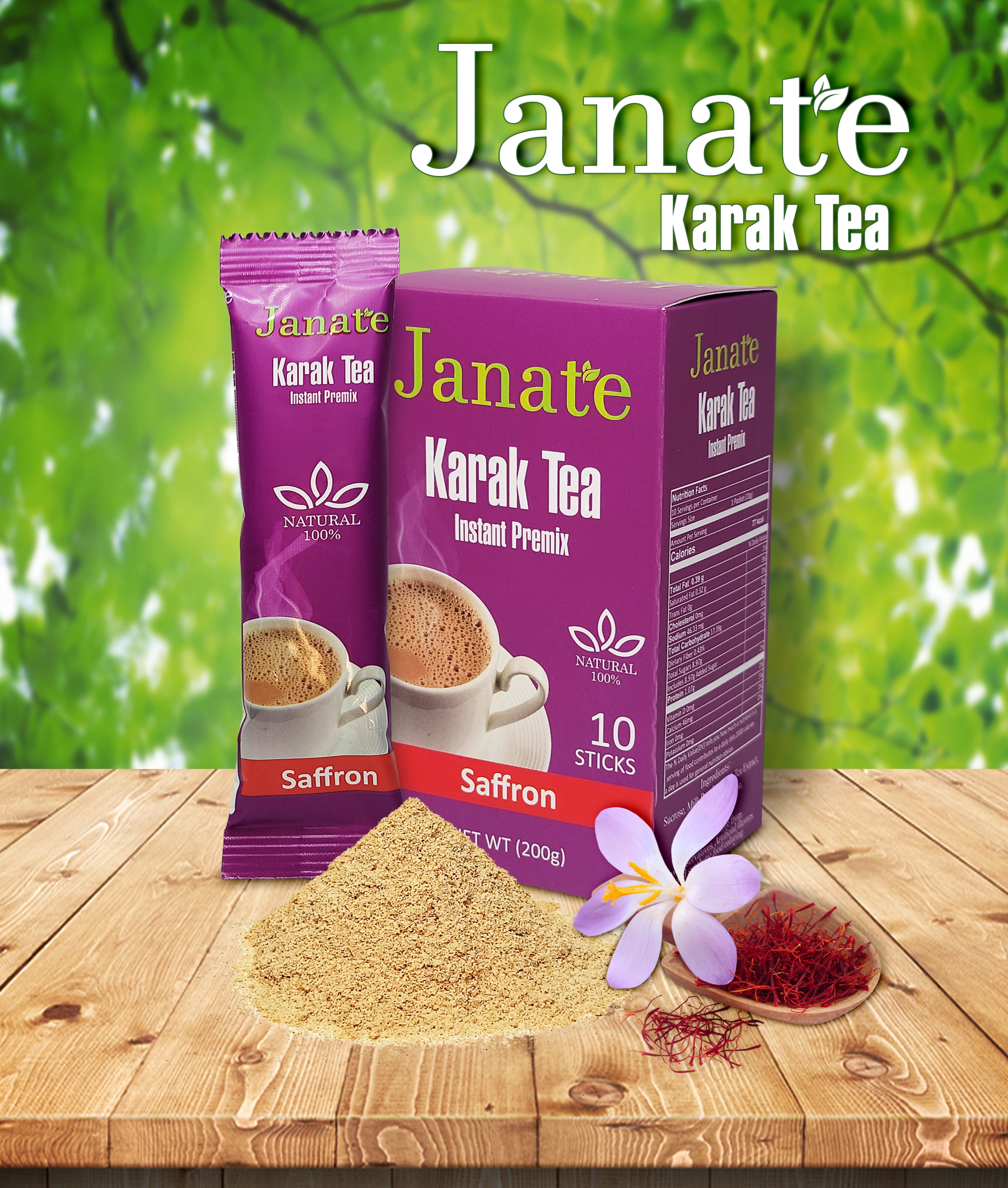Karak Tea - Chai Latte Instant Premixed 100% Natural with Saffron
