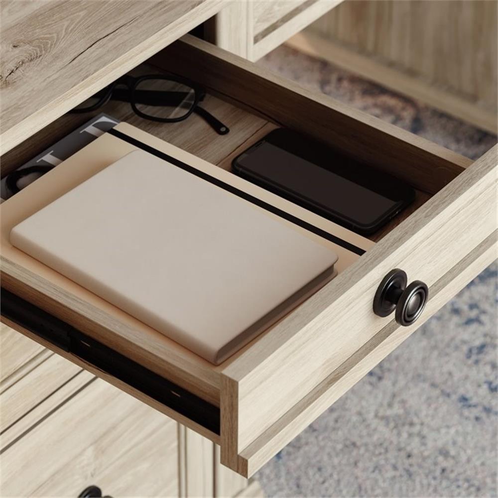 Pemberly Row Executive Desk in Engineered Wood-Chalk Oak Finish