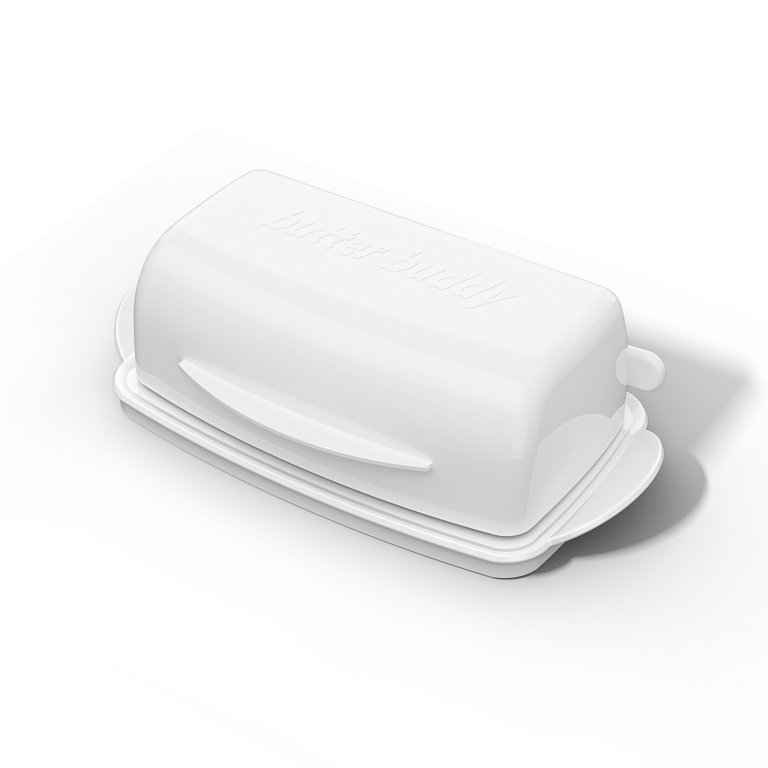 Soul Creat White Butter Dish with Flip Top Lid, Spreader