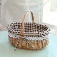 thumbnail image 1 of Cesta de almacenamiento tejida de ratán para llevar a mano Cesta de picnic tejida de mimbre para exteriores Cesta de regalo de mano Cesta tejida de ratán, 1 of 5