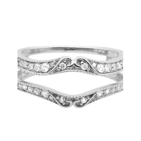 Jewelry Unlimited - 14K White Gold Ring Guard Enhancer Diamond Wedding ...
