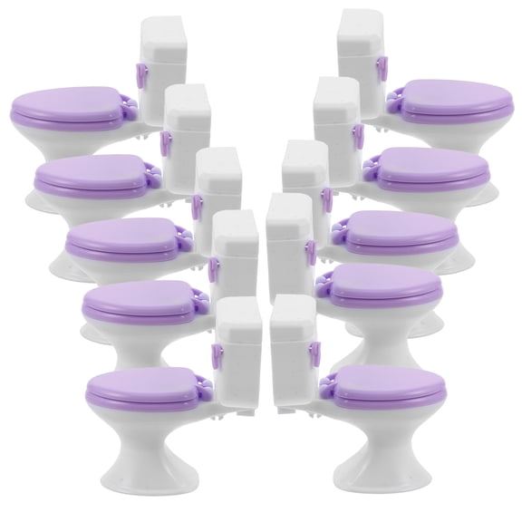 Ostracsh 10pcs 1/12 Scale Miniature Dollhouse Toilet Set - Realistic Tiny Bathroom Closestool Furniture for Dollhouse Scene Layout