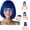 Bob, Sapphire Blue, variant on Short Bob Hair Wigs Straight with Flat Bangs Synthetic Colorful Daily Party Neon Wig for Women + Free Wig Cap 12" As Real (Red)